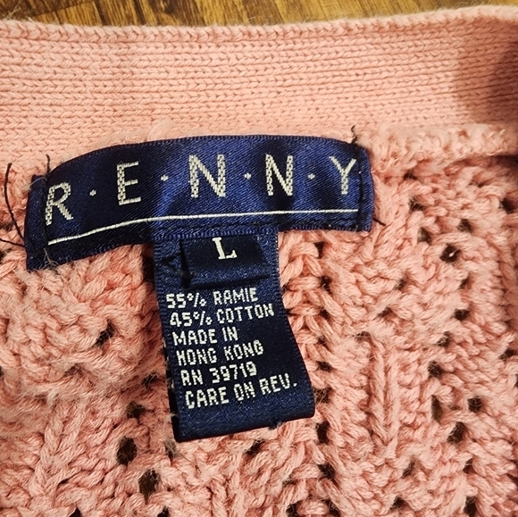 Vintage Renny Crochet Knit Button Sweater  Cardigan Ramie/Cotton Blend - Picture 7 of 11